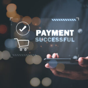 successful payment businessman through smart phones with modern