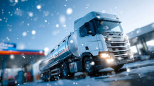 a-truck-driving-down-a-snowy-road_70473155