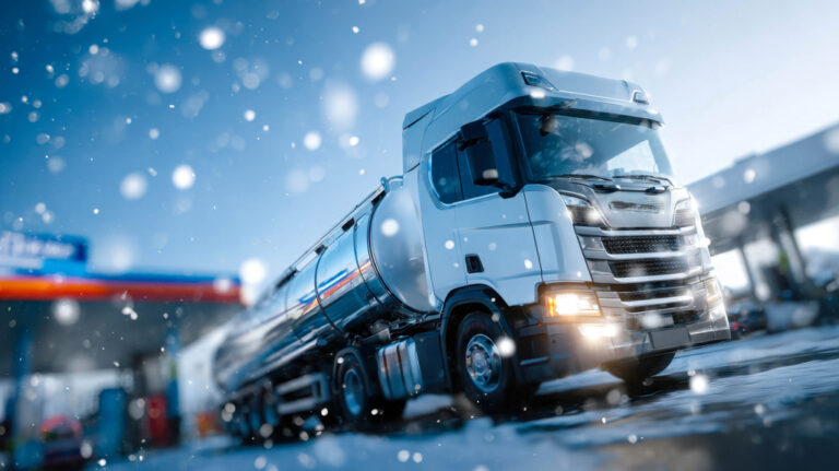 a-truck-driving-down-a-snowy-road_70473155