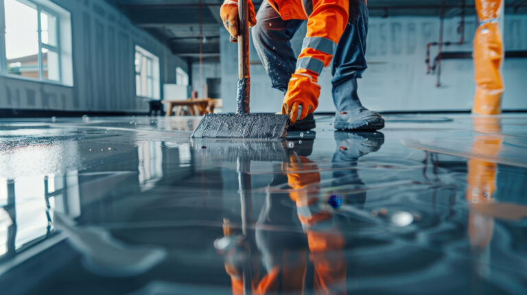 brightly-clad-workers-smooth-wet-floor-in-construction-site_48817783